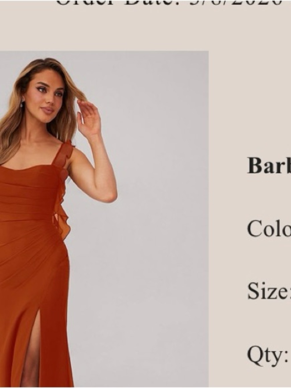 Women’s Elegant Rust Orange Evening Dress